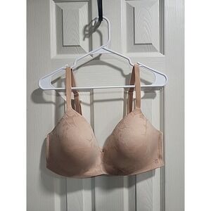 Tommy John Second Skin Lightly Lined Wireless Pull Over Bra Sz 38DD Beige